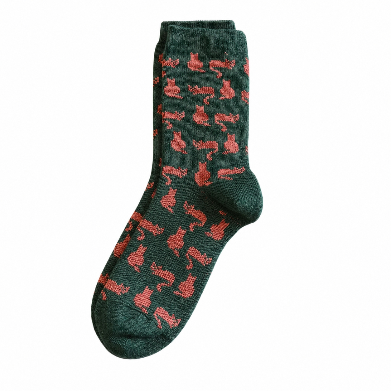 Women’s Folk Floral Animal Crew Socks – Thick Chunky-Knit Winter Socks