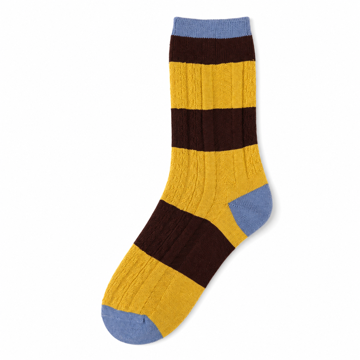 Men’s Contrast-Stripe Mid-Calf Socks – Moisture-Absorbing Knit Casual Socks