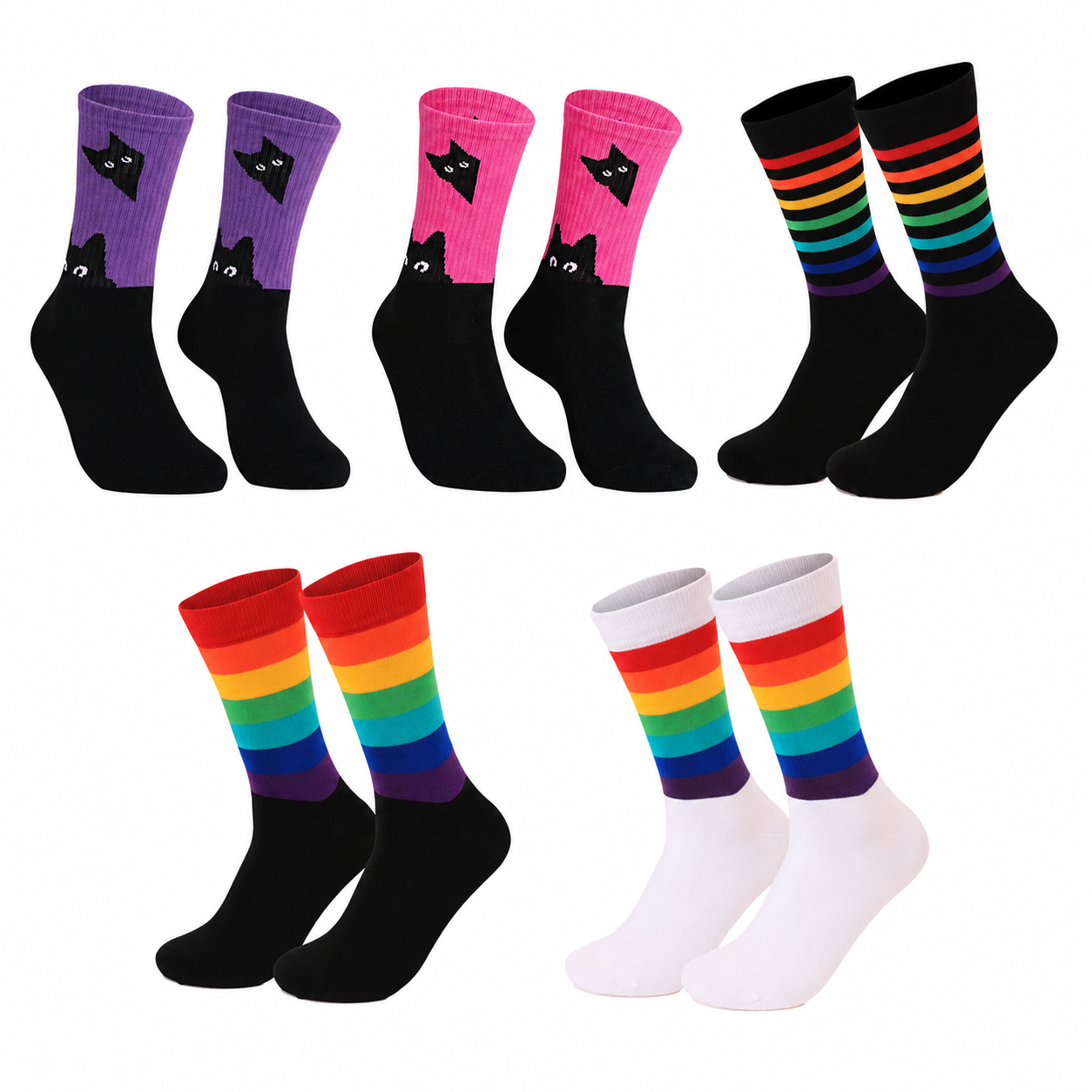 Unisex Funny Cat Dog Crew Socks – Novelty Cotton Pet Lover Socks