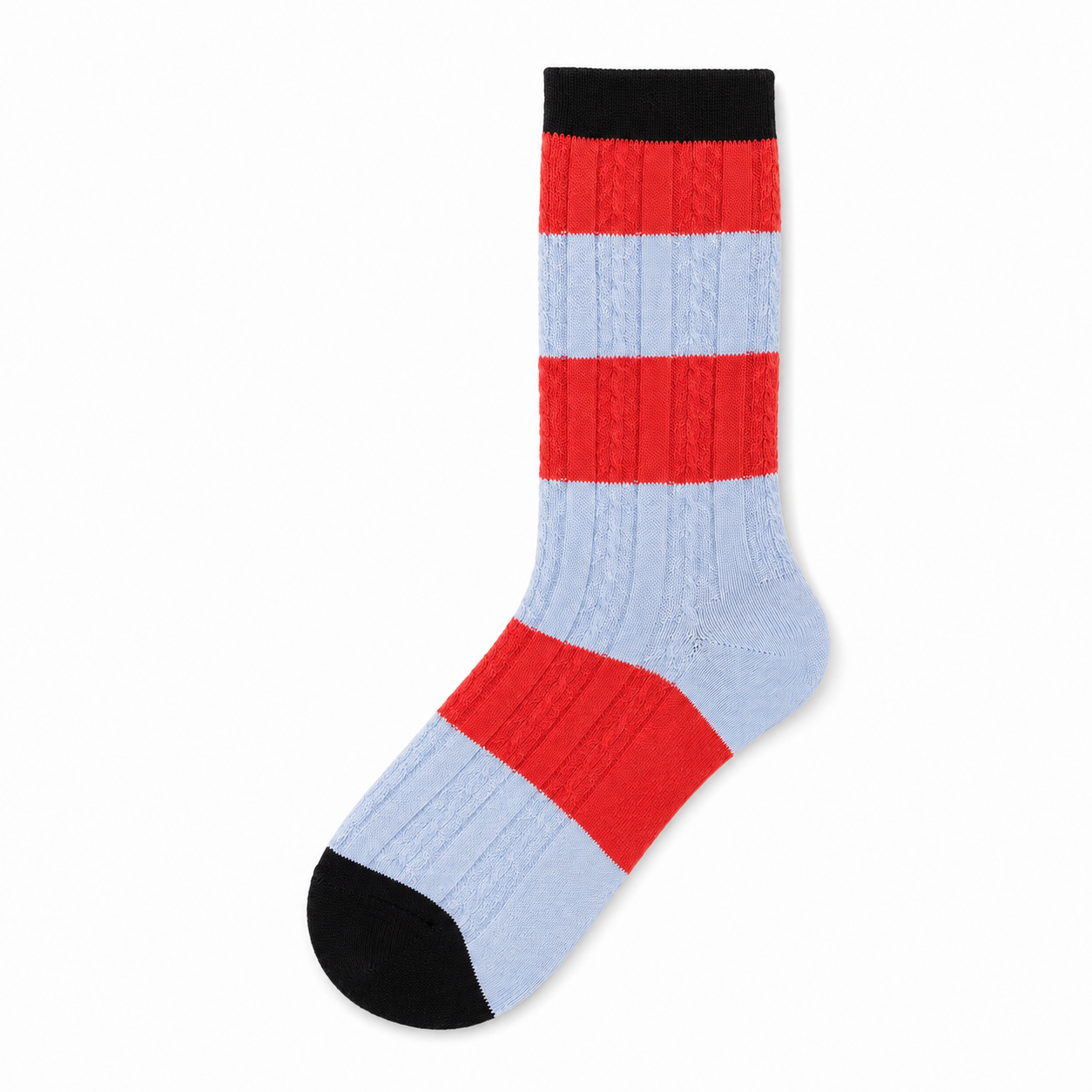 Men’s Contrast-Stripe Mid-Calf Socks – Moisture-Absorbing Knit Casual Socks