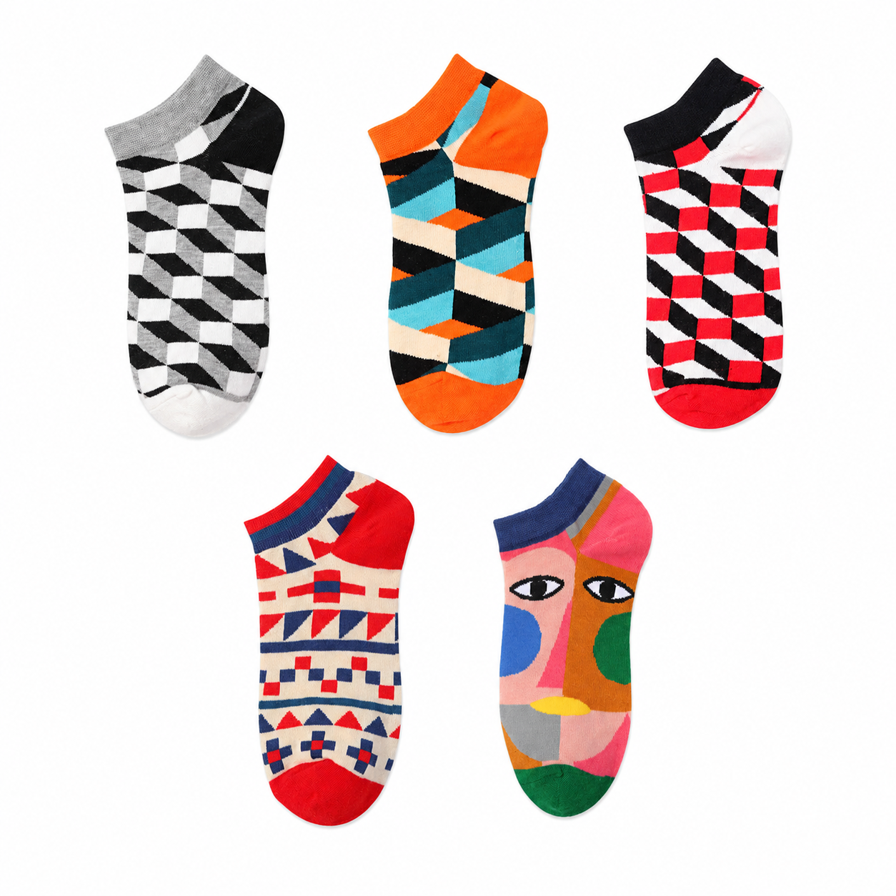 Unisex Fruit & Abstract Animal Boat Socks – Thin Cotton Summer No-Show Socks