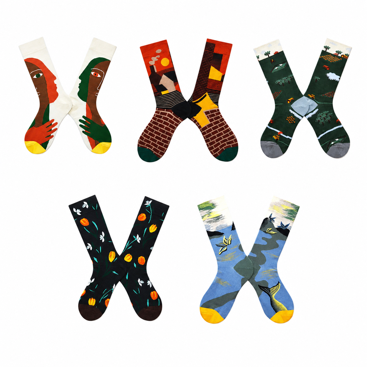 Women’s Meadow Leaf Long Socks – French Country Style Cool-Season Socks