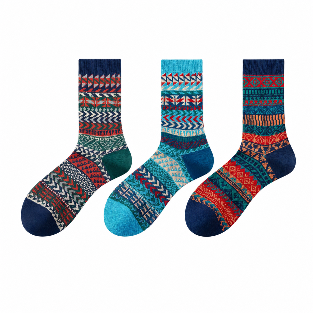 Unisex Vintage Folk Crew Socks – Moisture-Absorbing Cotton-Blend Spring Summer Socks