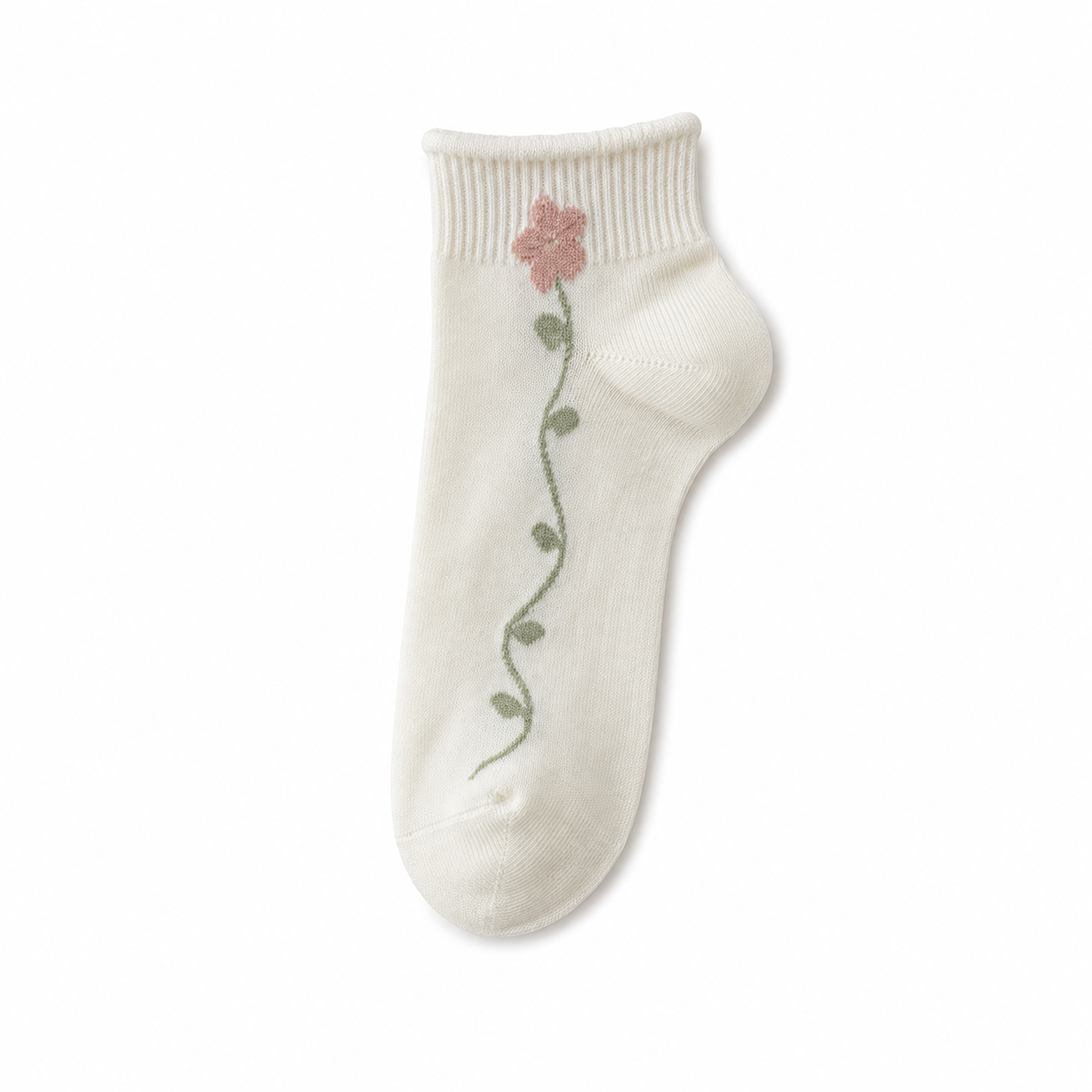 Women’s Floral Ruffle No-Show Socks – Preppy Lightweight Spring Summer Boat Socks