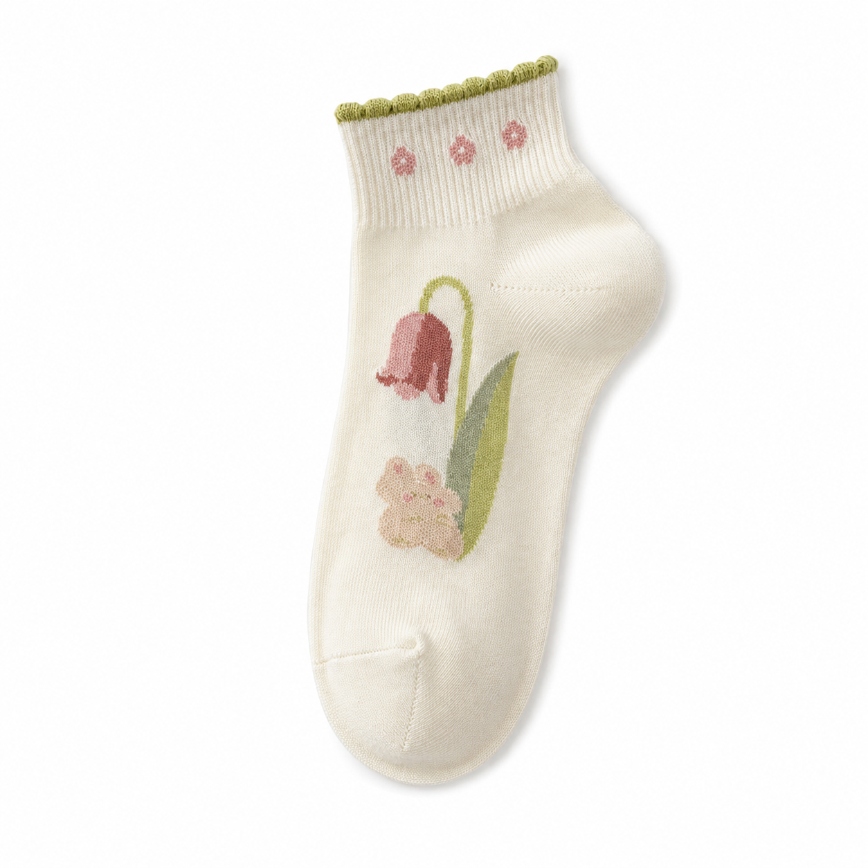 Women’s Floral Ruffle No-Show Socks – Preppy Lightweight Spring Summer Boat Socks