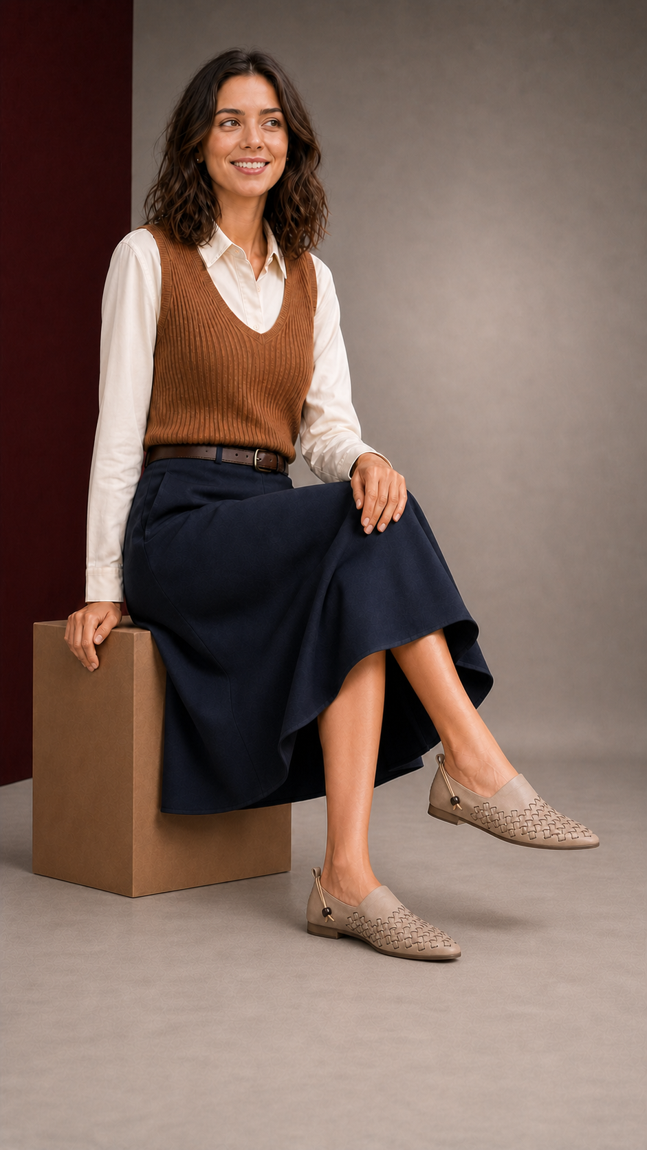 Women’s Woven Leather Pointed-Toe Flats