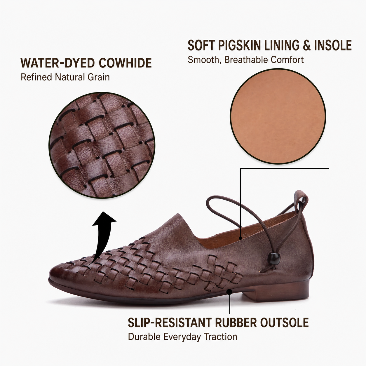 Women’s Woven Leather Pointed-Toe Flats