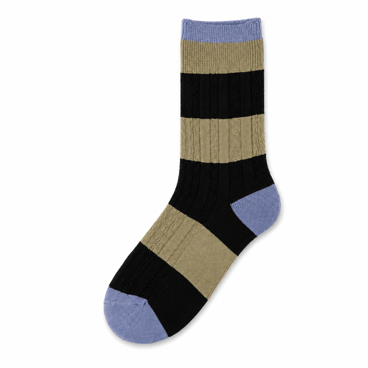 Men’s Contrast-Stripe Mid-Calf Socks – Moisture-Absorbing Knit Casual Socks