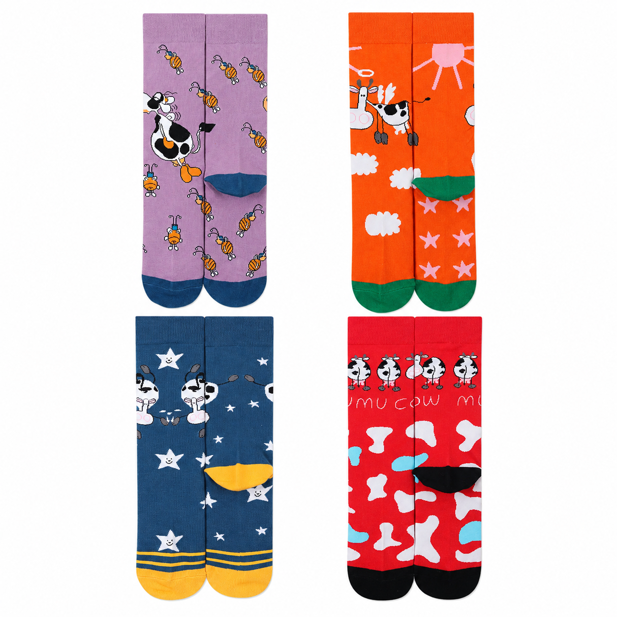 Family Lucky Red Ox Crew Socks – Lunar New Year Cotton-Blend Matching Socks