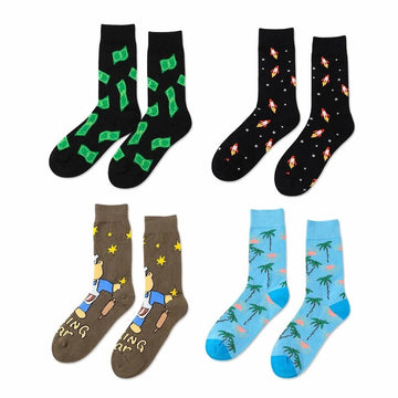 Unisex Whimsical Print Mid-Calf Socks – Lightweight Breathable Everyday Socks