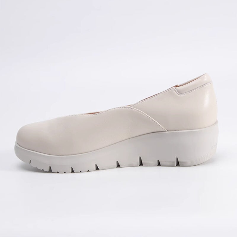 Soft Leather Loafers for Women Light Wedge Heel in Beige/Golden/Brown/Black/Blue