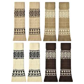 Women’s Fair Isle Wool-Blend Calf Warmers – Retro Slouchy Cool-Season Leg Covers