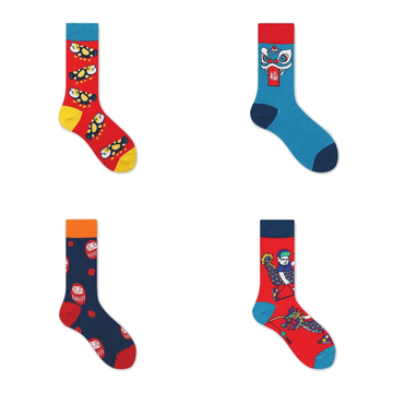 Unisex Lucky Red Cartoon Crew Socks – Lunar New Year Matching Couple Socks