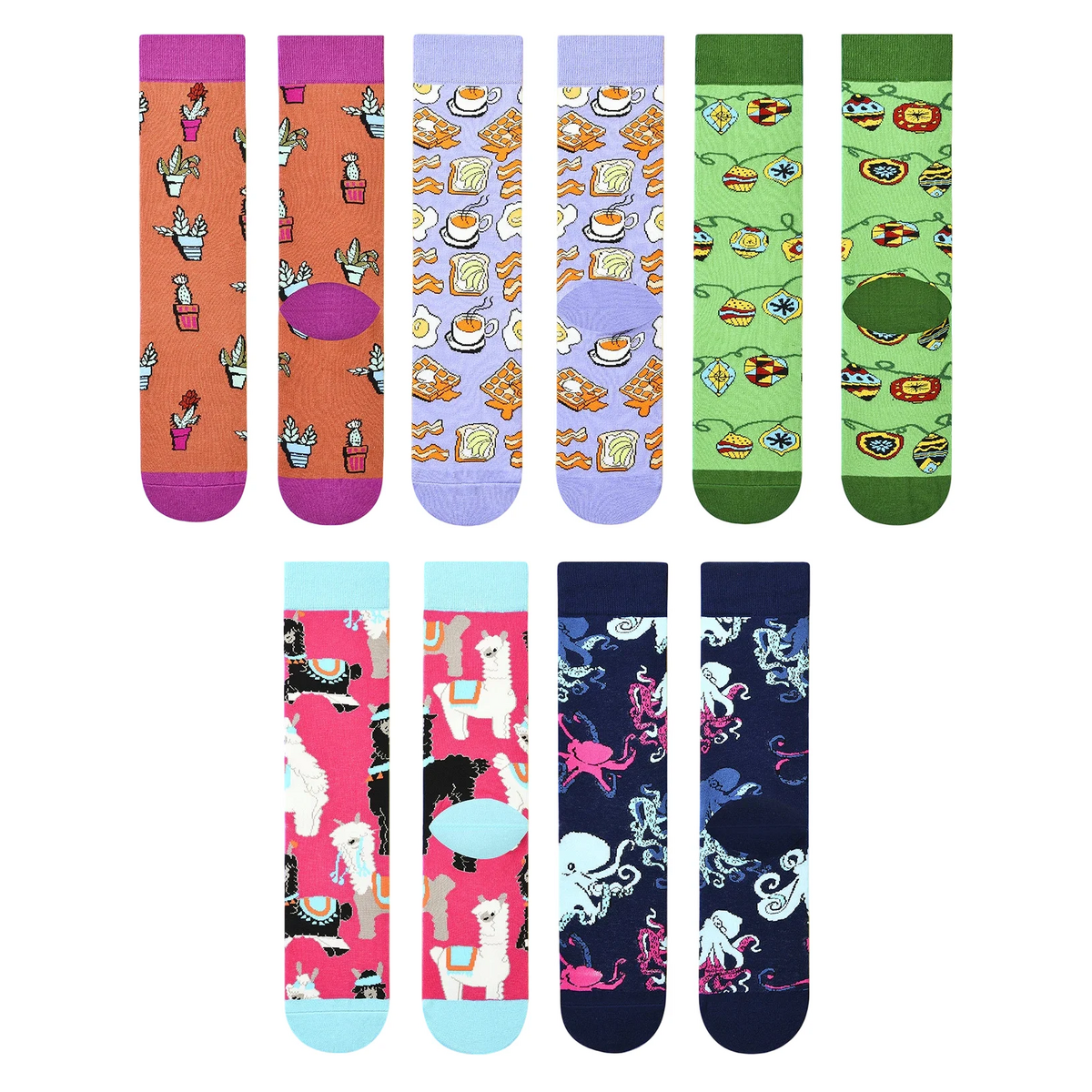 Women’s Cartoon Portrait Straight-Cuff Socks – Fun Everyday Cotton-Blend Socks
