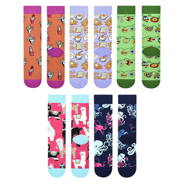 Women’s Cartoon Portrait Straight-Cuff Socks – Fun Everyday Cotton-Blend Socks