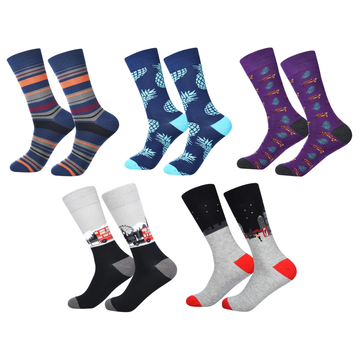Men’s Artbook Doodle Long Crew Socks – Vintage Urban Cotton-Blend Socks