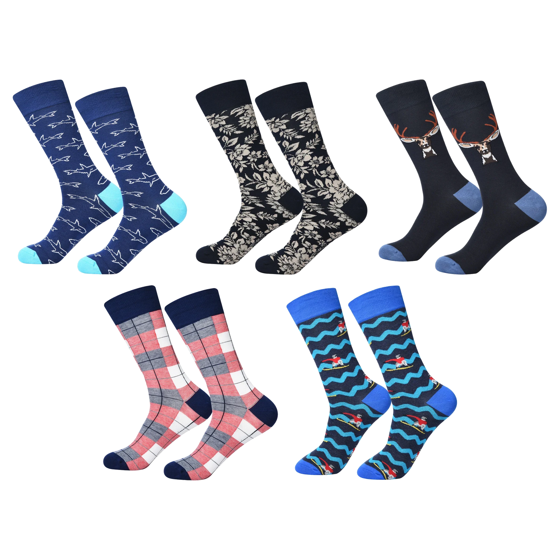 Men’s Hand-Drawn Graphic Mid-Calf Socks – Comfortable Seamless-Toe Streetwear Socks