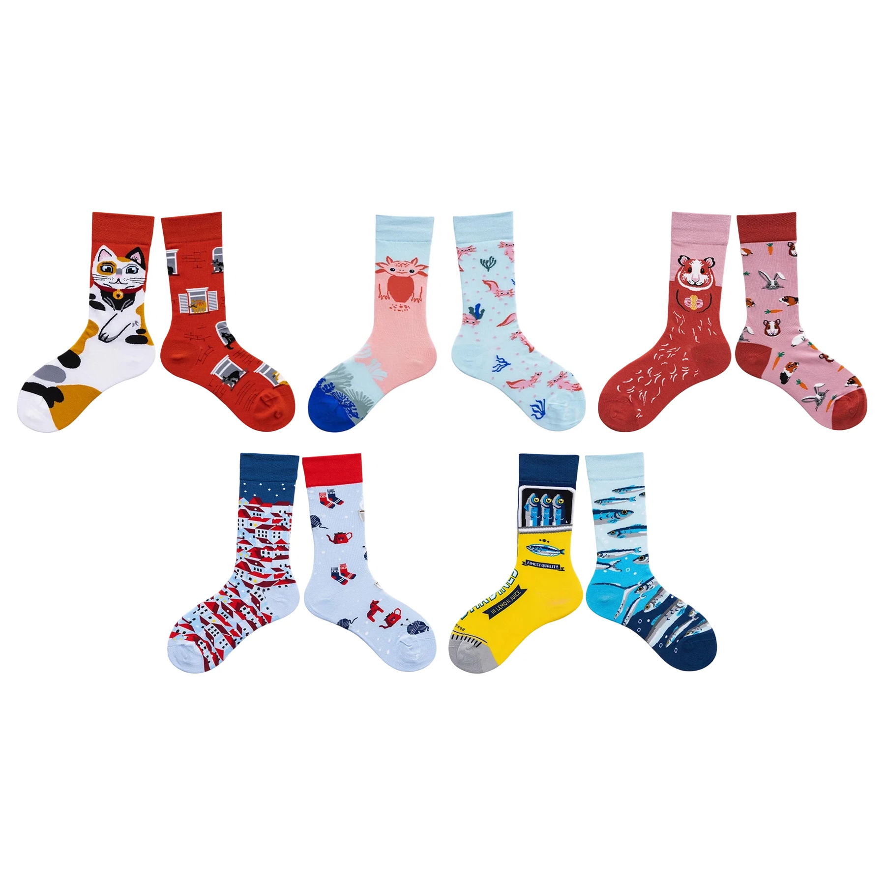 Unisex Split-Pair Cartoon Crew Socks – Creative Cotton-Blend Fall Winter Socks