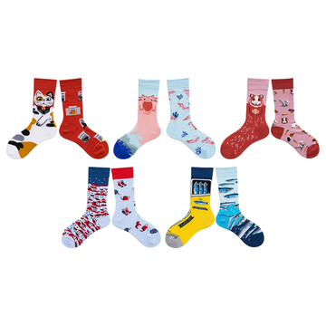 Unisex Split-Pair Cartoon Crew Socks – Creative Cotton-Blend Fall Winter Socks