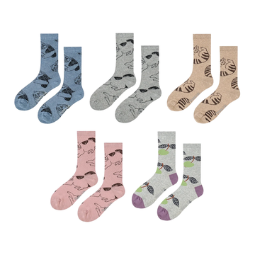 Women’s Gallery Animal Mid-Calf Socks – Elegant Moisture-Absorbing Casual Socks