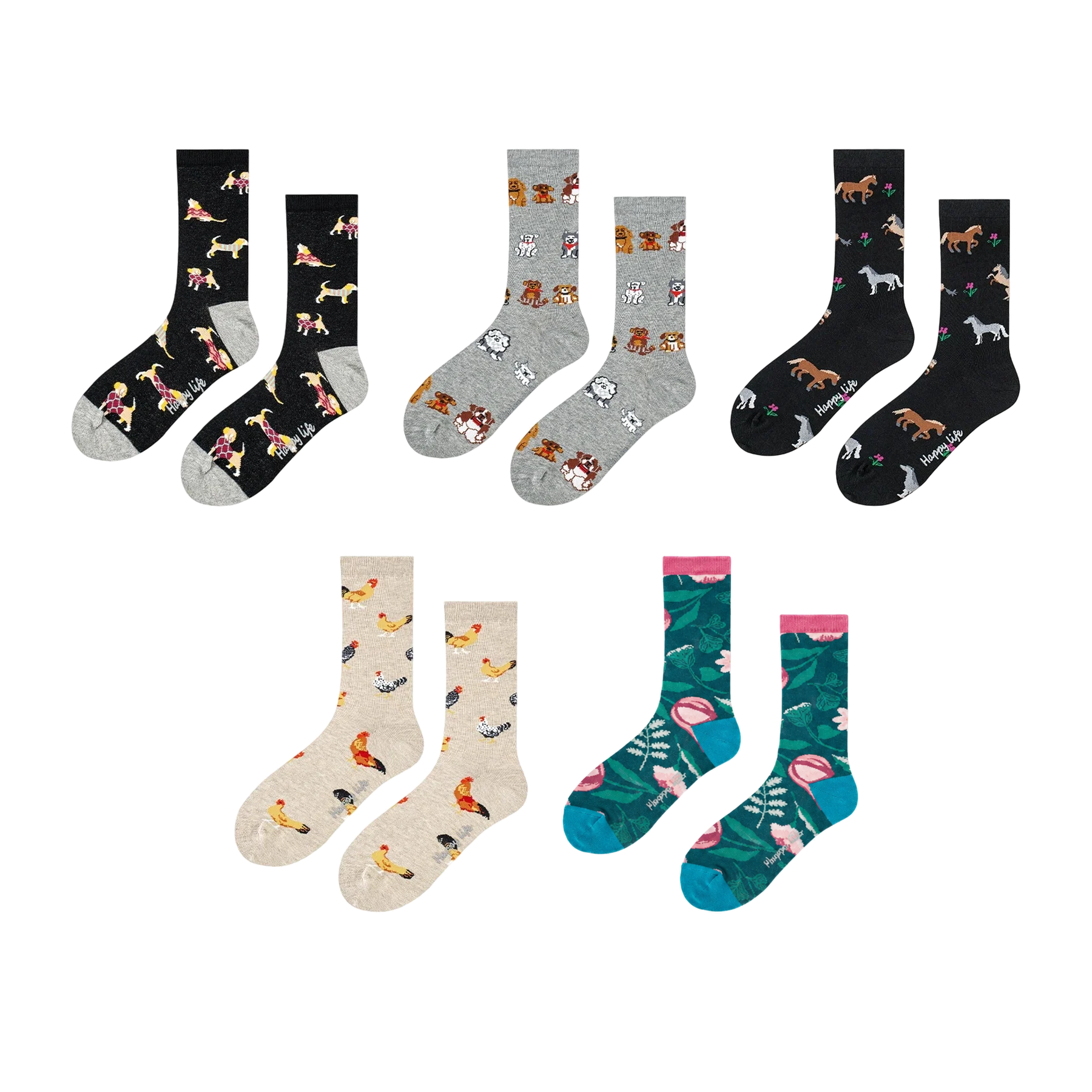 Women’s Painterly Woodland Crew Socks – Japanese-Inspired Cotton-Blend Socks