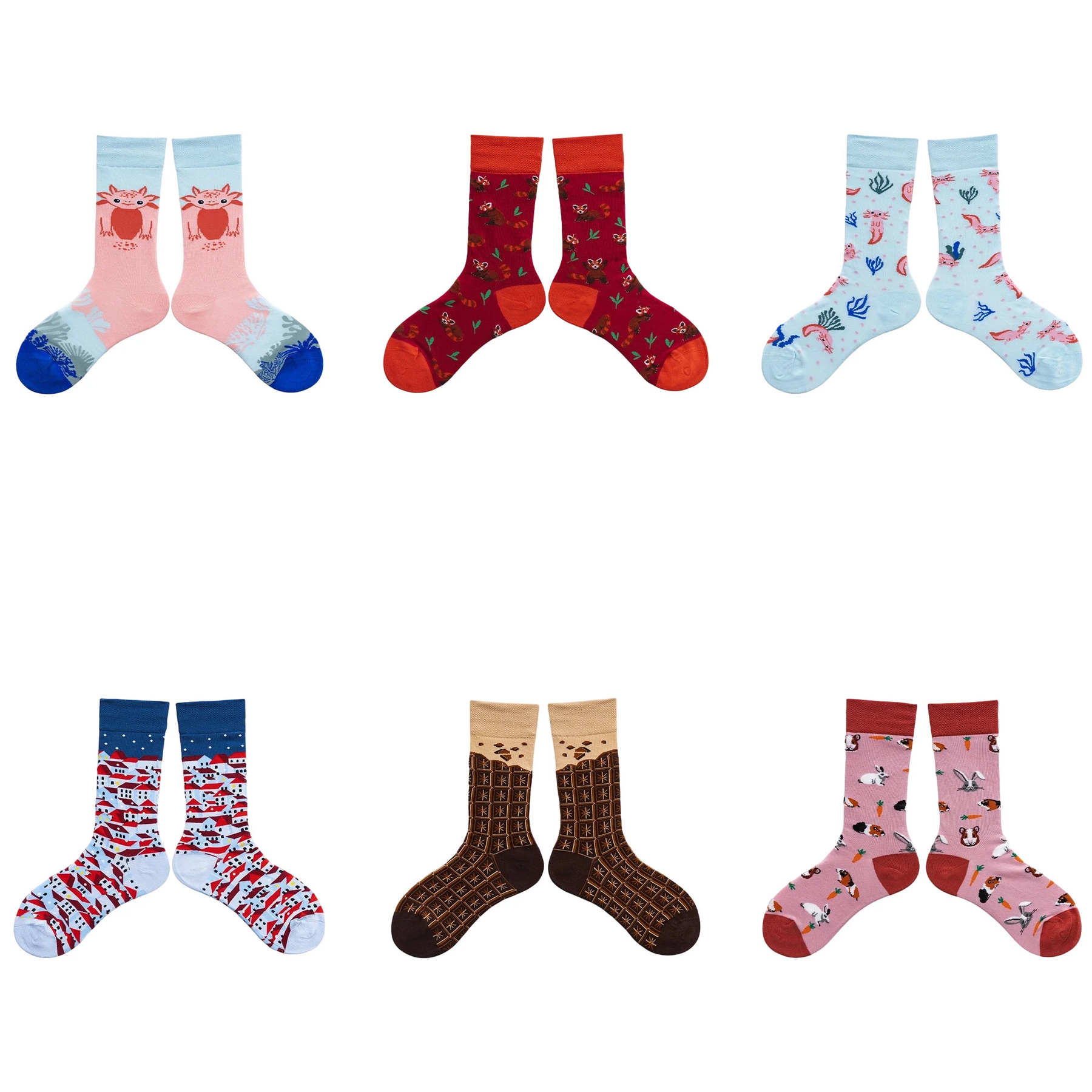 Unisex Cartoon Patchwork Crew Socks – Creative Fall Winter Matching Socks