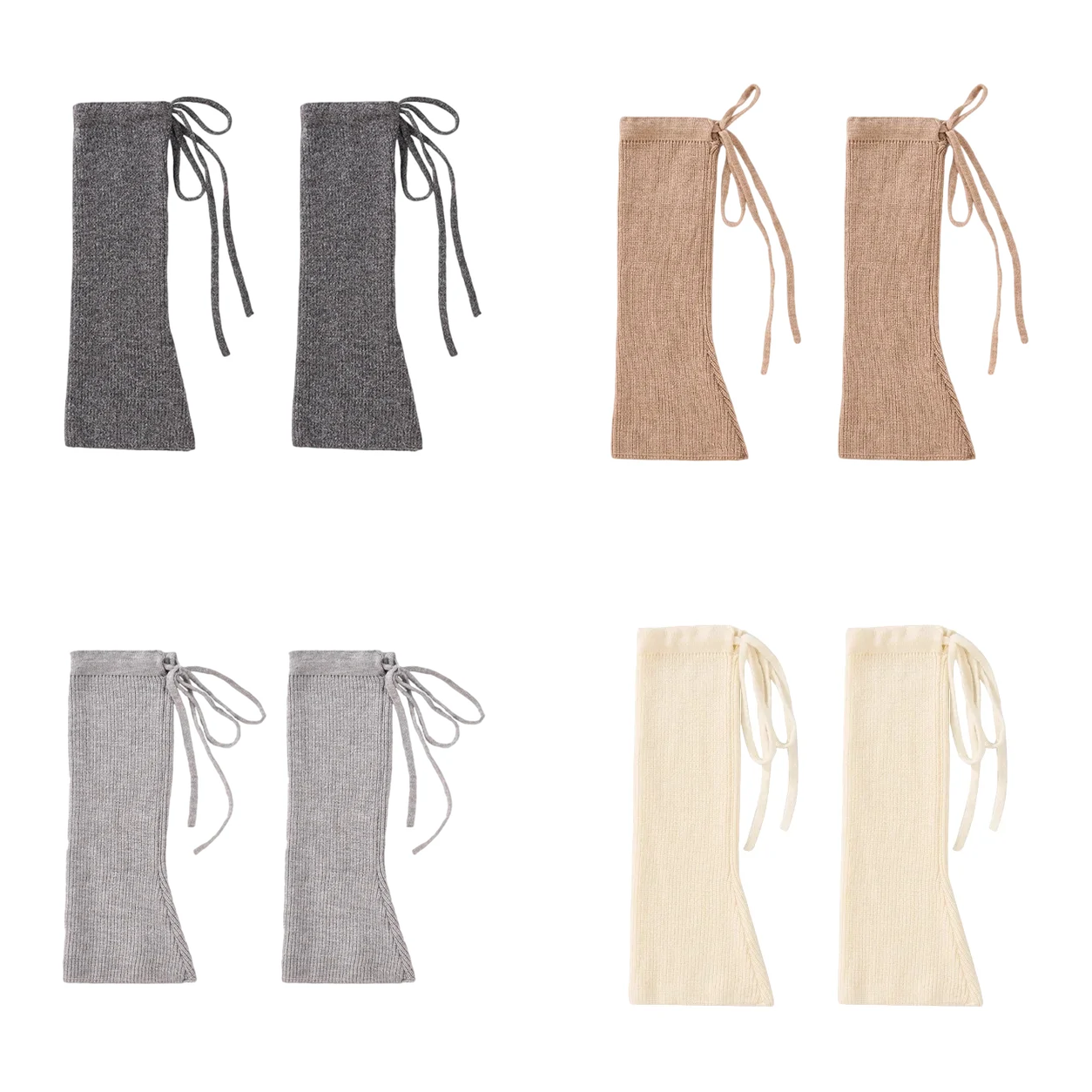Women’s Gray Tie-Strap Leg Warmers – Slouchy Micro-Flare Calf Covers