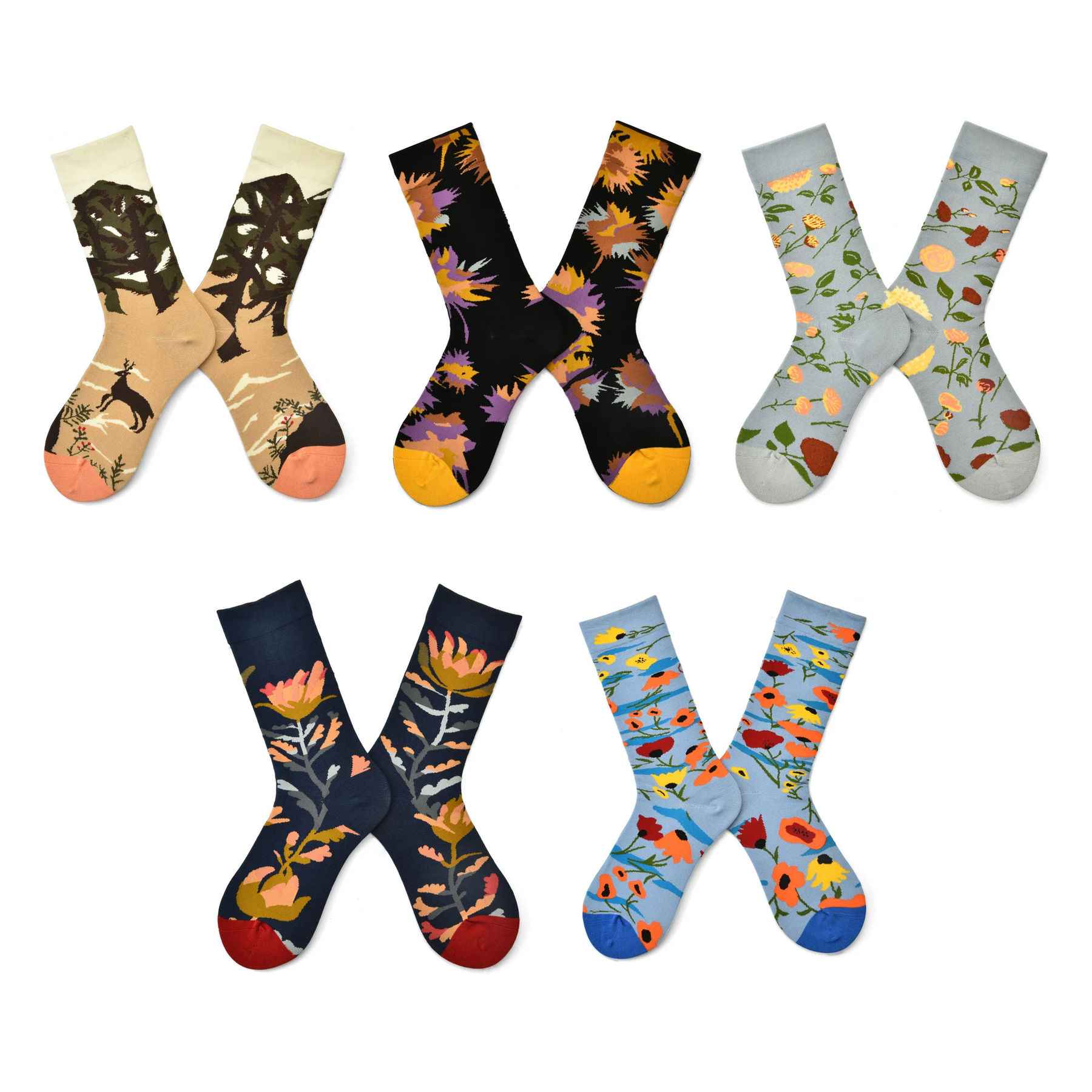 Women’s French-Inspired Canvas Art Mid-Calf Socks – Literary Retro All-Season Socks