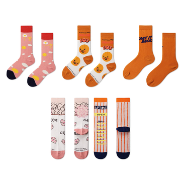 Women’s Food Illustration Mid-Calf Socks – Playful Cotton-Blend Everyday Fashion Socks