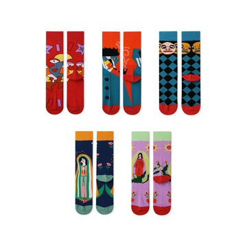 Women’s Rabbit Sketch Crew Socks – Moisture-Absorbing Cotton-Blend Winter Socks