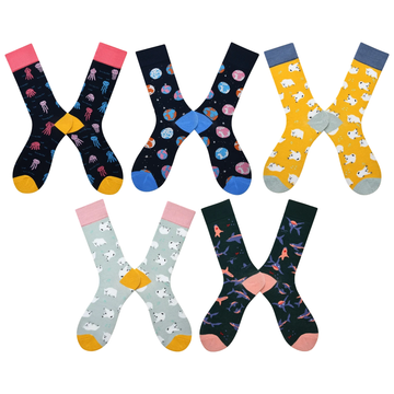 Women’s Cartoon Fruit High-Crew Socks – Playful Cotton-Blend Couple Socks