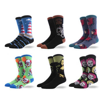 Men’s Illustrated Figure Mid-Calf Socks – Classic Streetwear Long Socks