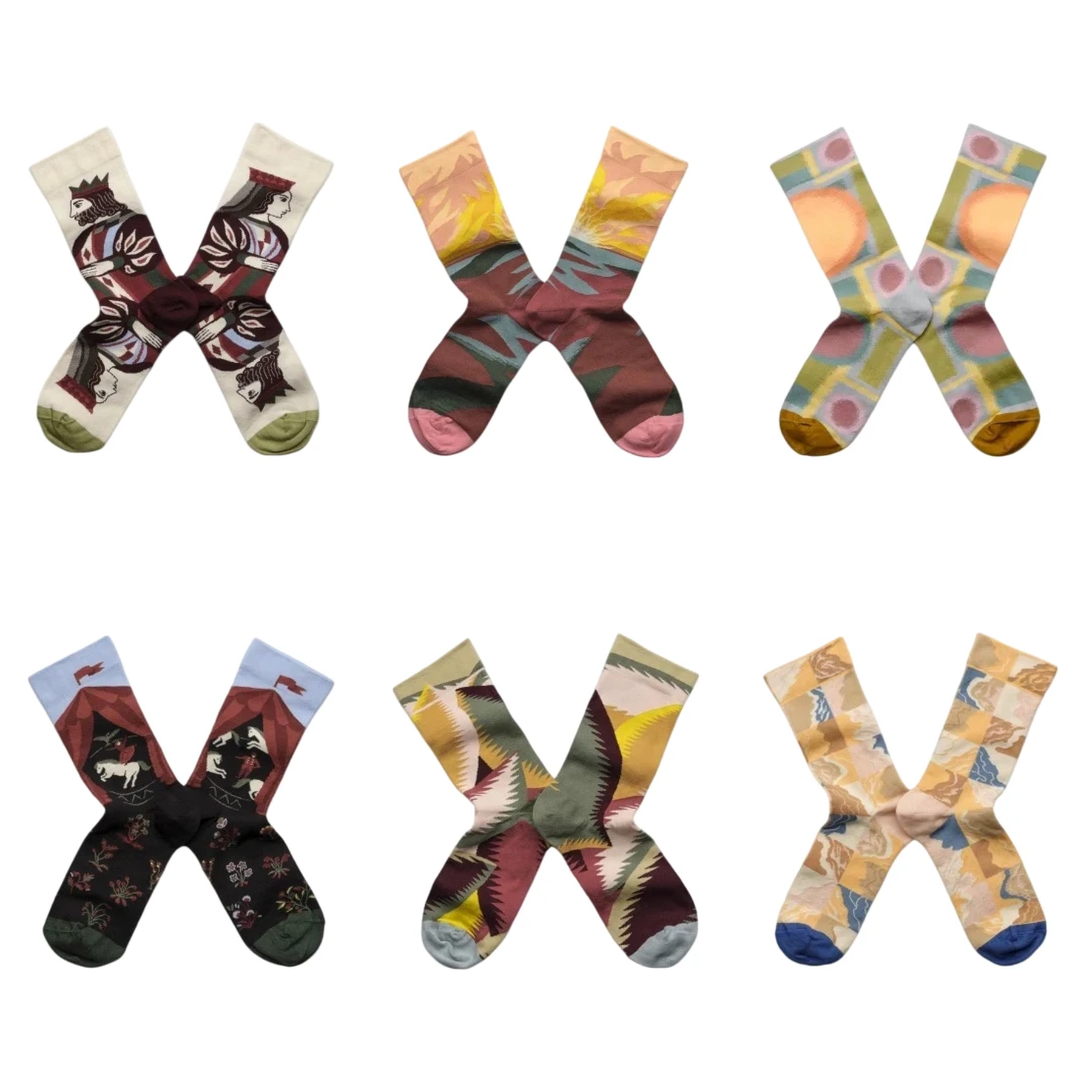 Women’s Warm-Tone Wildlife Mid-Calf Socks – Retro Parisian Oil Painting Socks