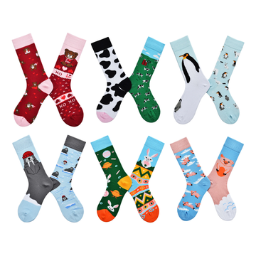 Women’s Contrasting Pair Long Socks – Cartoon Woven All-Season Fashion Socks