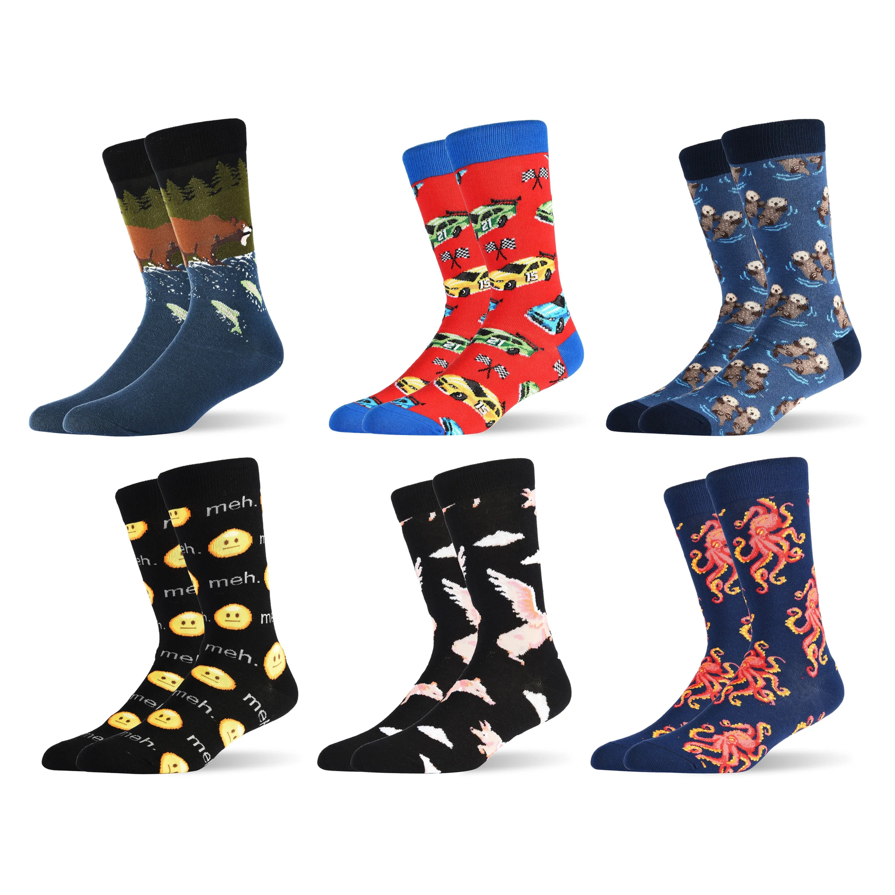 Men’s Dapper Shark High-Crew Socks – Creative Casual Winter Socks