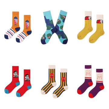 Women’s Abstract Face Art Crew Socks – Creative Matching Couple Socks