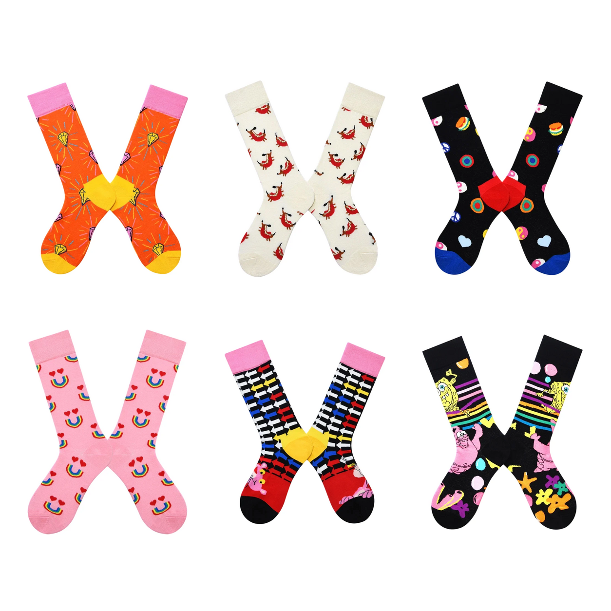 Women’s Mosaic Animal High Socks – Colorful Nordic-Inspired Geometric Fashion Socks