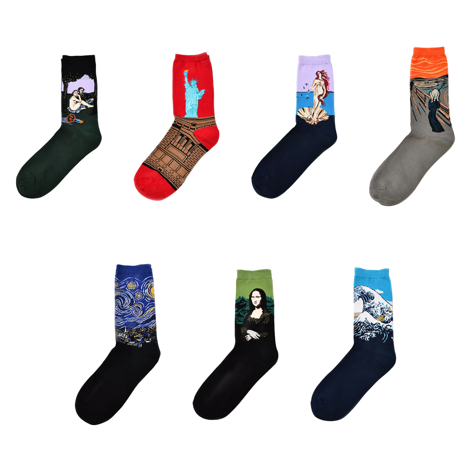 Men’s Classic Oil Painting Crew Socks – Vintage Art-Inspired Fall Winter Socks