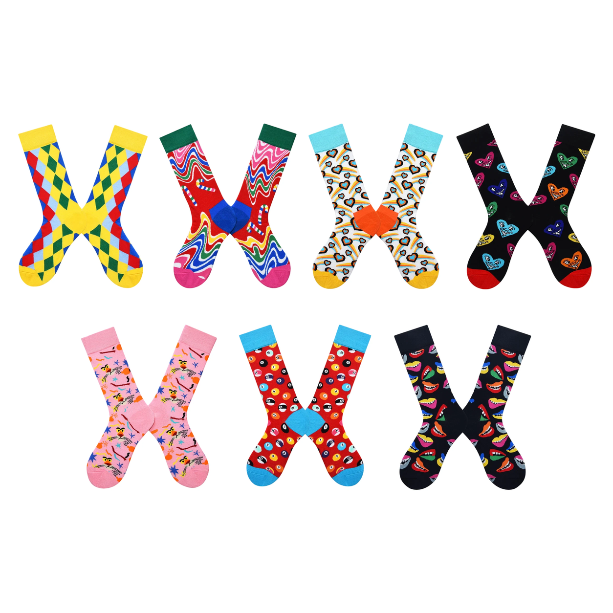 Women’s Playful Fauna Long Crew Socks – Cute Abstract Colorblock Casual Socks