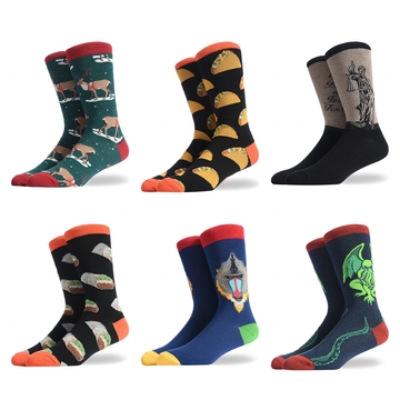 Men’s Street Food Crew Socks – Quirky Burger and French Fry Everyday Socks