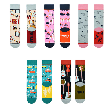 Women’s Quirky Illustration Long Crew Socks – Casual Cotton-Blend Art Socks